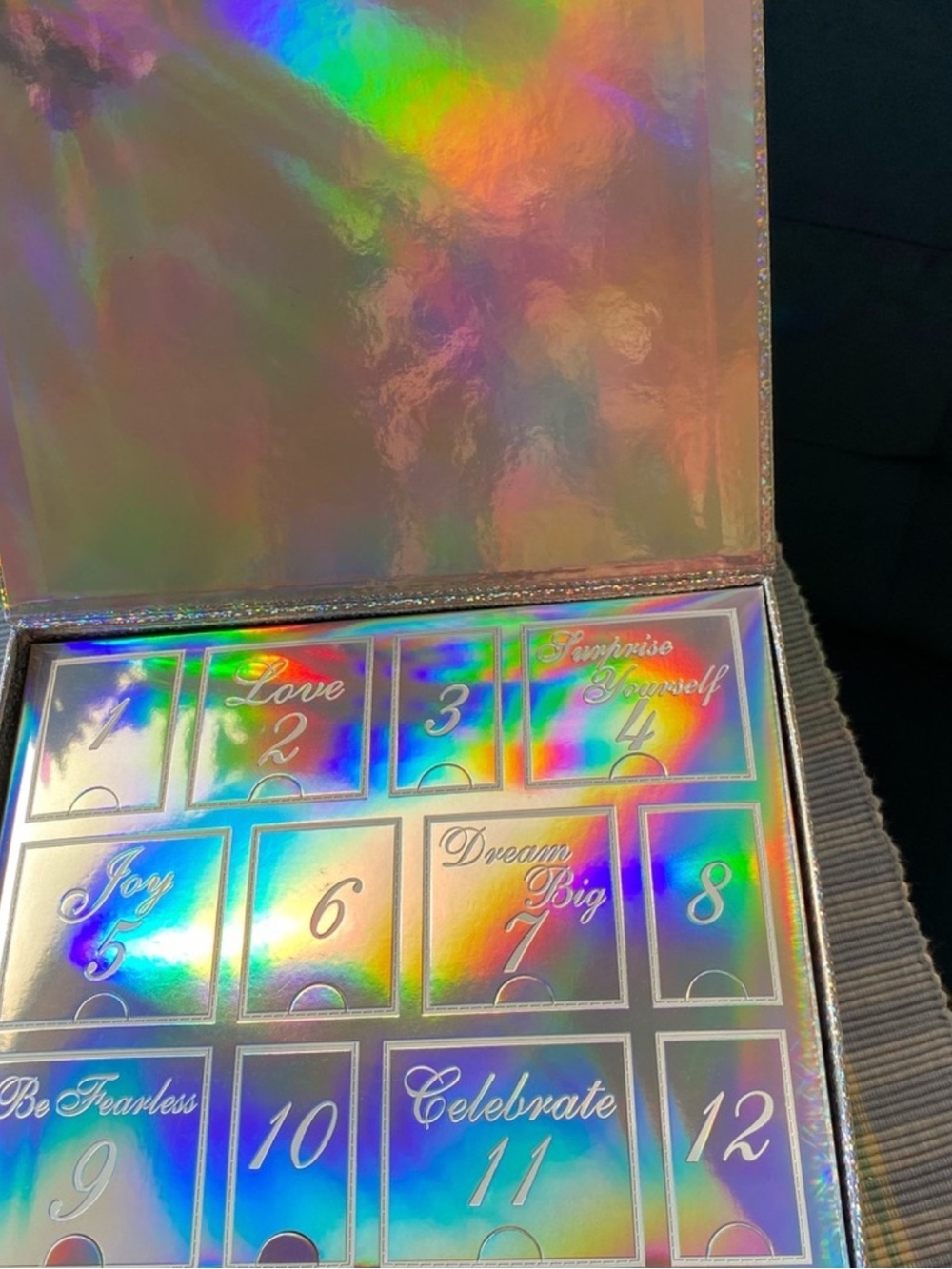Macy’s Holographic 12-Compartment Jewelry Advent Box - Iridescent Rainbow